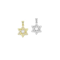 Clear CZ Gold Silver Star of David Shape charm, Sku#LX892