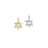 Clear CZ Gold Silver Star of David Shape charm, Sku#LX892