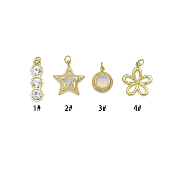 Three dots CZ, Star, Opal Coin, Flower Shape charm, Sku#LX897