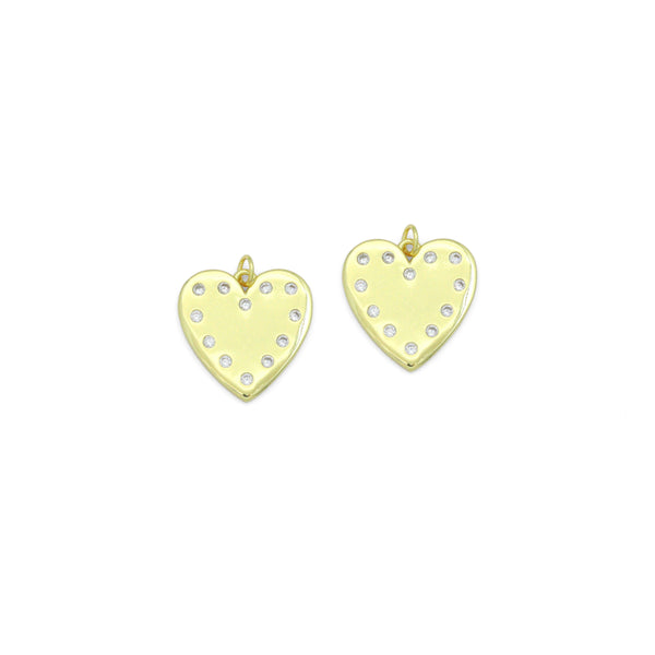 Clear CZ Round Heart Pendant charm, Sku#LX898
