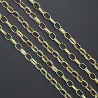 Wholesale Hammered Thick Oval link Stainless Steel Gold Chain, sku#LX903