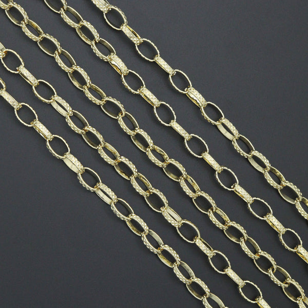 Wholesale Hammered Thick Oval link Stainless Steel Gold Chain, sku#LX903