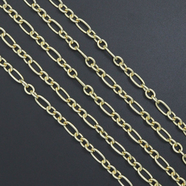 Wholesale Mixed Oval Link Gold Chain, Sku#LX913