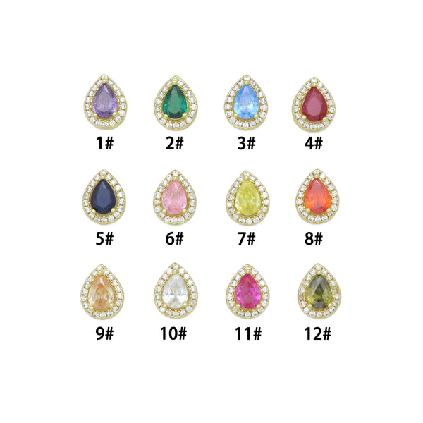 Gold Colorful Teardrop CZ Pendant charm, Sku#LX918