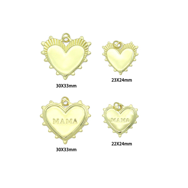 Gold Heart Mother's Day Mama Heart Pendant charm, Sku#LX920