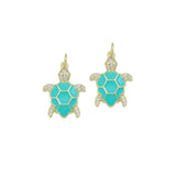 Gold Clear CZ Turquoise Enamel Turtle Tortoise Pendant charm, Sku#LX921