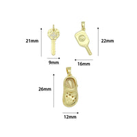Clear CZ Gold Key Crocs Shoe pickleball racket Pendant charm , Sku#LX922