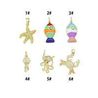 Starfish Colorful Fish Jellyfish Crab Octopus Pendant charm , Sku#LX923