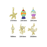 Starfish Colorful Fish Jellyfish Crab Octopus Pendant charm , Sku#LX923