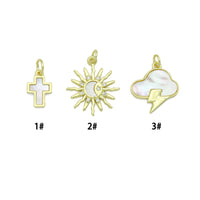 Mother of Pearl Cross Clouds Sun Pendant charm, Sku#LX924