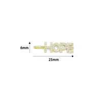 Clear CZ Gold Hope Word Pendant charm for Necklace Bracelet Jewelry Making Supply, Sku#LX928