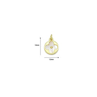 Mother of Pearl Turquoise Clover Coin Pendant charm, Sku#LX930