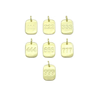 Gold Angel Number Rectangle Charms/Pendants, Sku#LX931