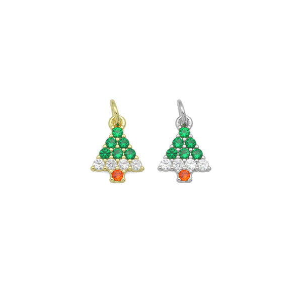 Colorful CZ ChristmasTree charm For Necklace Bracelet Jewelry Making Supply, Sku#LX935