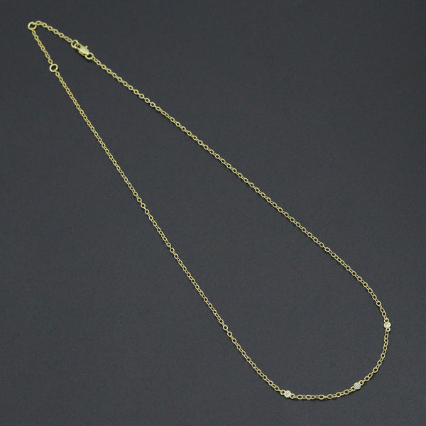 Dainty Gold Link Chain with CZ Bezel Connector Necklace, sku#LX933