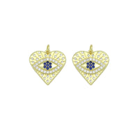 Blue CZ Evil Eye Heart charm For Necklace Bracelet Jewelry Making Supply, Sku#LX934
