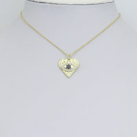 Blue CZ Evil Eye Heart charm For Necklace Bracelet Jewelry Making Supply, Sku#LX934