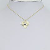 Blue CZ Evil Eye Heart charm For Necklace Bracelet Jewelry Making Supply, Sku#LX934