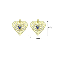 Blue CZ Evil Eye Heart charm For Necklace Bracelet Jewelry Making Supply, Sku#LX934