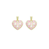 Pink and White Mother of Pearl Heart charm For Necklace Bracelet Jewelry Making Supply, Sku#LX936