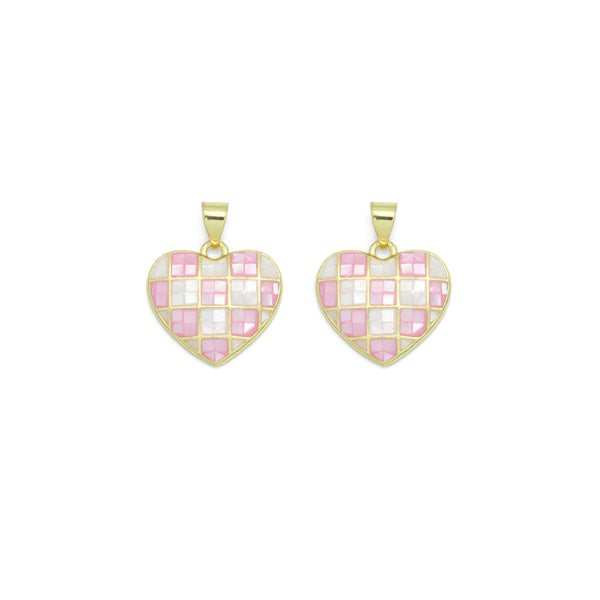 Pink and White Mother of Pearl Heart charm For Necklace Bracelet Jewelry Making Supply, Sku#LX936