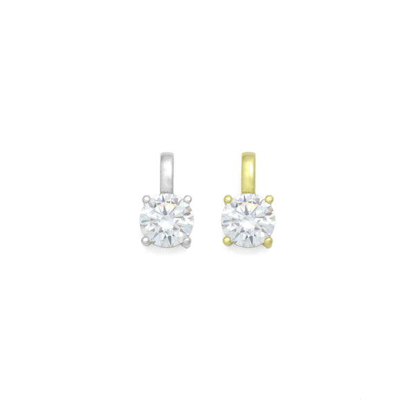 Gold Silver Clear Big Round CZ Pendant charm, Sku#LX937