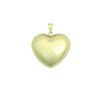 Large Puffy Gold Heart Pendant charm, Sku#LX938