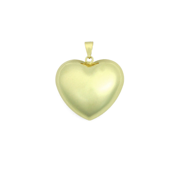 Large Puffy Gold Heart Pendant charm, Sku#LX938