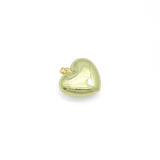 Large Puffy Gold Heart Pendant charm, Sku#LX938