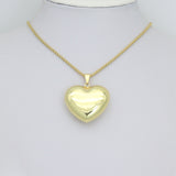 Large Puffy Gold Heart Pendant charm, Sku#LX938