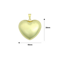 Large Puffy Gold Heart Pendant charm, Sku#LX938