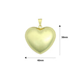 Large Puffy Gold Heart Pendant charm, Sku#LX938