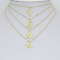 Clear CZ Gold Groovy Heart lock, Star of David, Cross EYE Shape Charm Pendant, Sku#LX940
