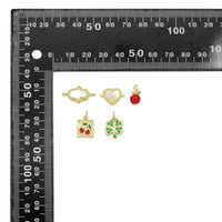 Mother of Pearl Hamsa Heart Connector charm, Red cherry charm, Green clover  Pendant, Sku#LX941