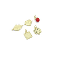 Mother of Pearl Hamsa Heart Connector charm, Red cherry charm, Green clover  Pendant, Sku#LX941
