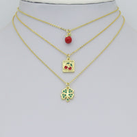 Mother of Pearl Hamsa Heart Connector charm, Red cherry charm, Green clover  Pendant, Sku#LX941
