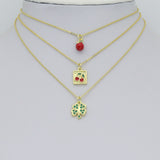 Mother of Pearl Hamsa Heart Connector charm, Red cherry charm, Green clover  Pendant, Sku#LX941