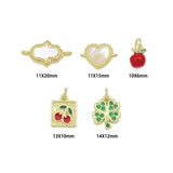 Mother of Pearl Hamsa Heart Connector charm, Red cherry charm, Green clover  Pendant, Sku#LX941