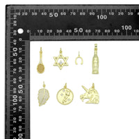 Clear CZ Tennis Racket, Star of David, Horse Shoe, Soda bottle, Gold Leaf, Rose Coin, Unicorn Charm Pendant, Sku#LX942