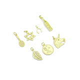 Clear CZ Tennis Racket, Star of David, Horse Shoe, Soda bottle, Gold Leaf, Rose Coin, Unicorn Charm Pendant, Sku#LX942