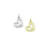 Clear CZ Gold Silver Heart Charm Pendant, Sku#LX943