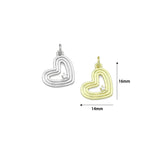 Clear CZ Gold Silver Heart Charm Pendant, Sku#LX943