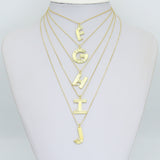 Gold Silver Alphabet Initial Charm Pendant, Sku#LX944