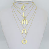 Gold Silver Alphabet Initial Charm Pendant, Sku#LX944