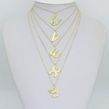 Gold Silver Alphabet Initial Charm Pendant, Sku#LX944