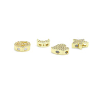 Clear CZ Gold Silver Heart Star Cresent Moon peace sign spacer beads Charm Pendant, Sku#LX945