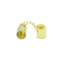 Gold End Cap Clasp with Extender Chain for Leather Cord, Scarf, and Jewelry, Sku#LX947