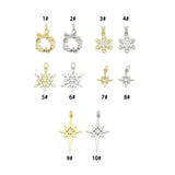 Gold Silver Holiday Wreath Snowflake  North Star Charm Pendant for Holiday necklace bracelet DIY, Sku#LX948