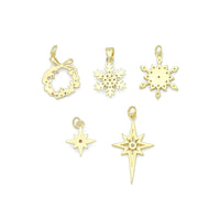 Gold Silver Holiday Wreath Snowflake  North Star Charm Pendant for Holiday necklace bracelet DIY, Sku#LX948