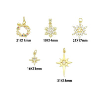 Gold Silver Holiday Wreath Snowflake  North Star Charm Pendant for Holiday necklace bracelet DIY, Sku#LX948